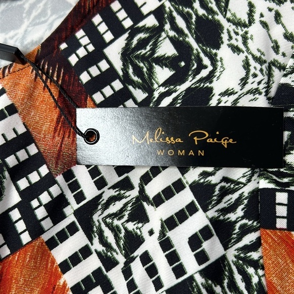 Melissa Paige NWT Black/Orange Long Blouse with front key hole Size 1x - Picture 7 of 11